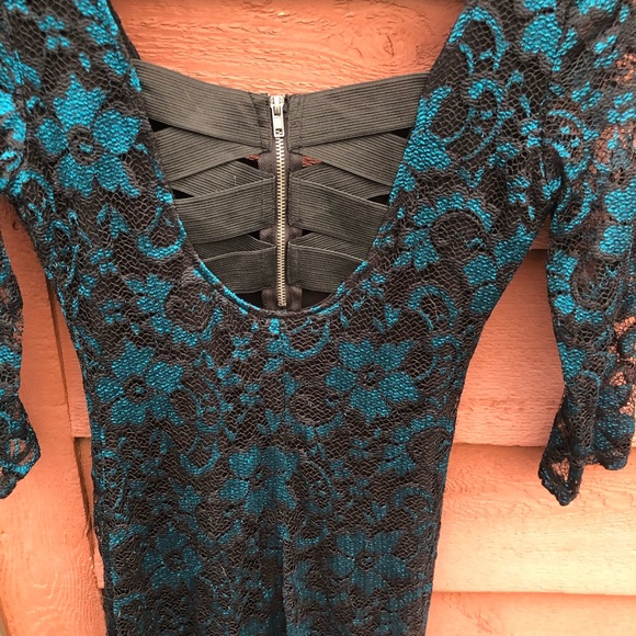 Dress Formal Teal Homecoming Lace - Picture 5 of 6